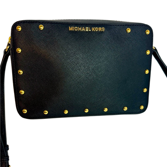 Michael Kors EUC Sandrine Stud East West Saffiano Leather Crossbody Bag - Picture 1 of 15